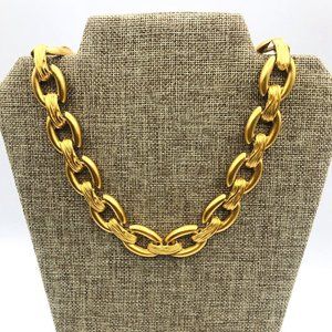 Vintage AK Anne Klein Necklace Brushed Goldtone Statement Linked Choker Necklace